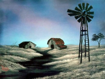 the windmill Bob Ross freehand landscapes Oil Paintings